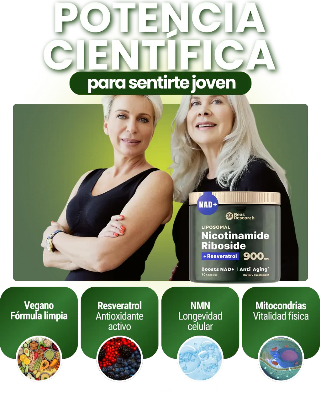 Fórmula Avanzada para tu Vitalidad | Nicotinamida Ribósido + Resveratrol